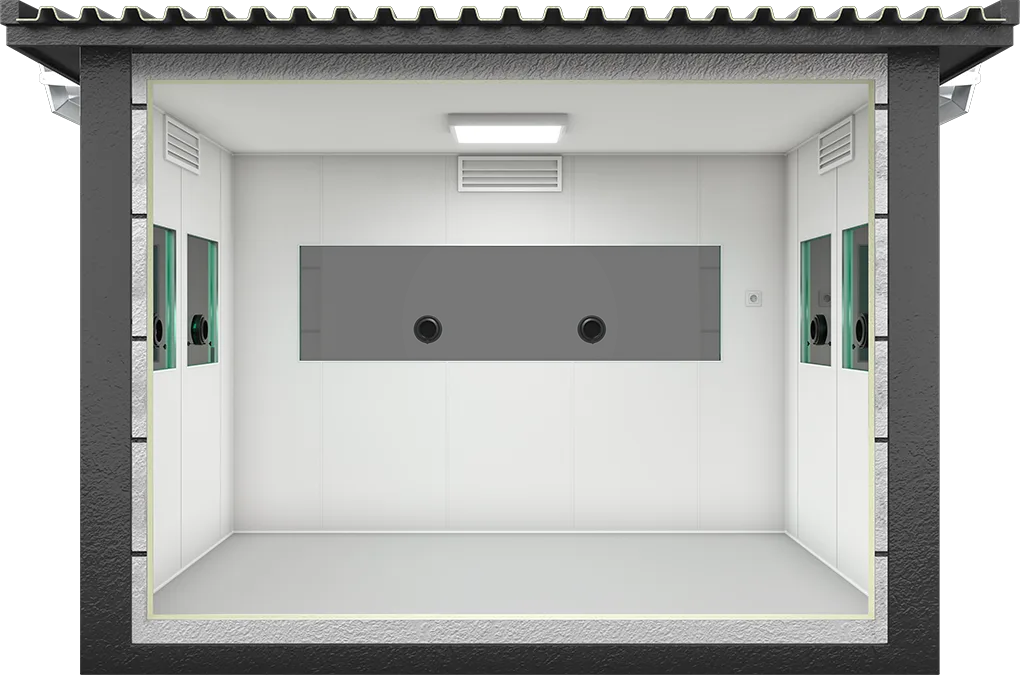 Bulletproof Security Cabin 10ft × 7ft (2.00m × 3.00m), interior view