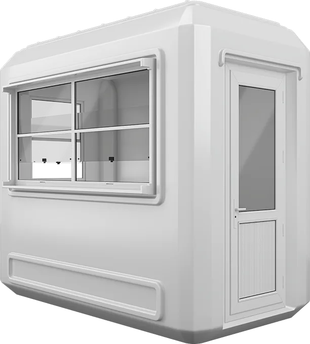 GRP Cabin 9ft × 5ft (1.50m × 2.70m), three-quarter view from the left