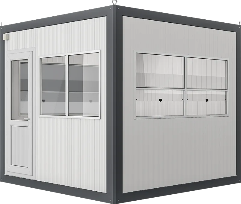 Insulated Panel Cabin 9ft × 9ft (2.60m × 2.60m), three-quarter view from the left