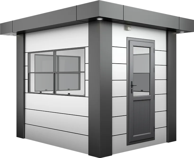 KompoCity Composite Cabin 9ft × 7ft (2.15m × 2.65m), three-quarter view from the left