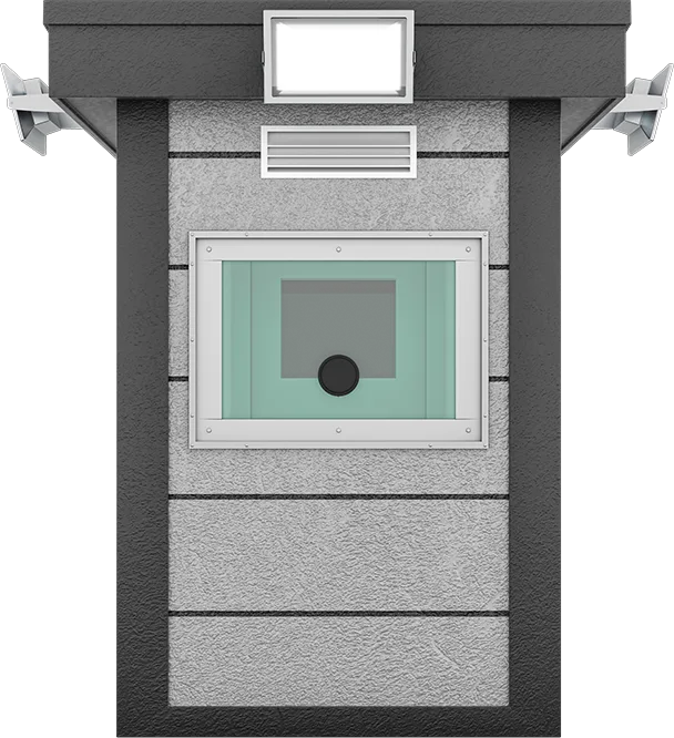 Bulletproof Security Cabin 5ft × 5ft (1.50m × 1.50m), front view
