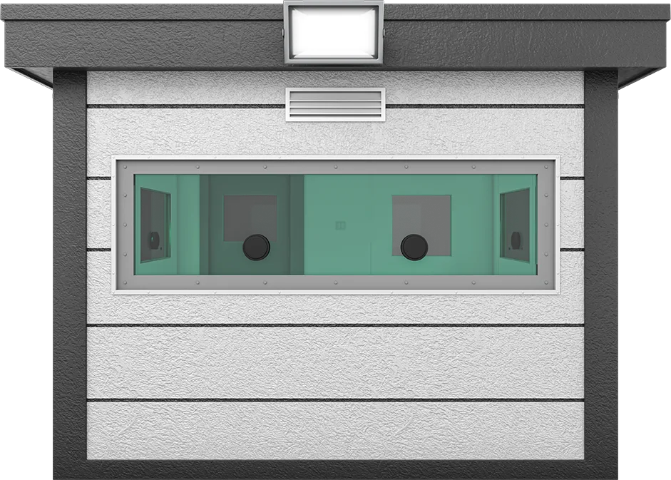 Bulletproof Security Cabin 10ft × 10ft (3.00m × 3.00m), front view
