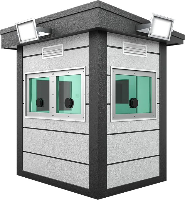 Bulletproof Security Cabin 7ft × 5ft (1.50m × 2.00m), three-quarter view from the left
