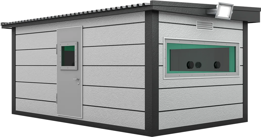 Bulletproof Security Cabin 16ft × 10ft (3.00m × 5.00m), three-quarter view from the left