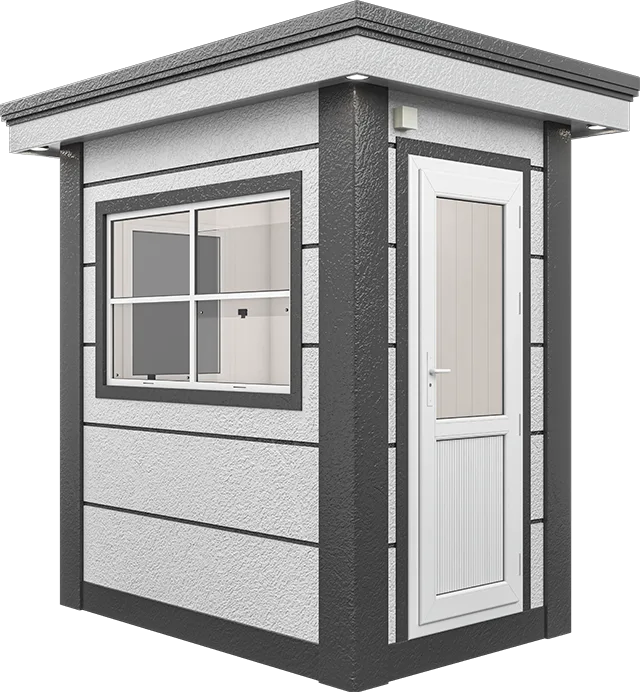 MetroCity Modular Cabin 7ft × 5ft (1.40m × 2.15m), three-quarter view from the left