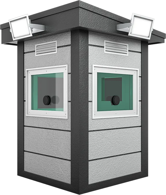 Bulletproof Security Cabin 5ft × 5ft (1.50m × 1.50m), three-quarter view from the left