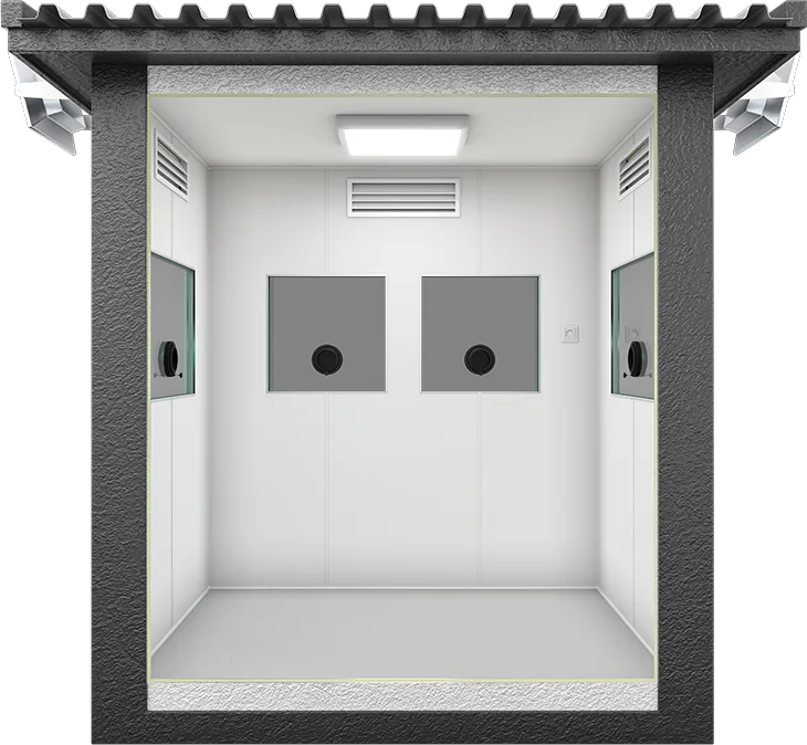 Bulletproof Security Cabin 7ft × 5ft (1.50m × 2.00m), interior view
