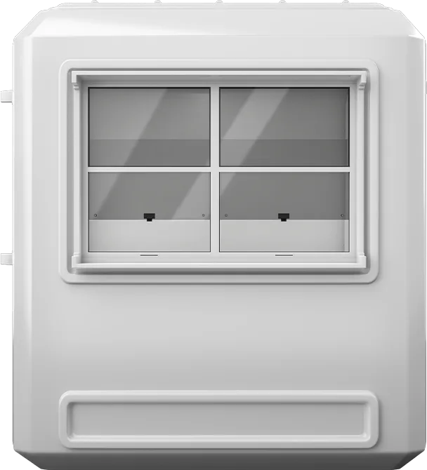 GRP Cabin 7ft × 5ft (1.50m × 2.15m), front view