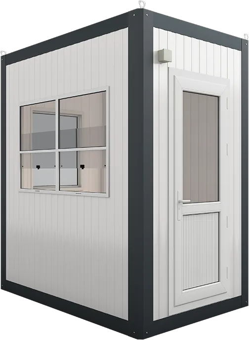 Insulated Panel Cabin 7ft × 4ft (1.35m × 2.10m), three-quarter view from the left