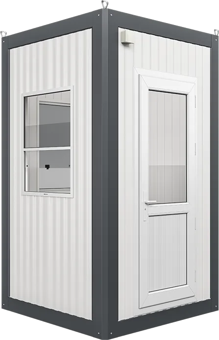 Insulated Panel Cabin 4ft × 4ft (1.35m × 1.35m), three-quarter view from the left