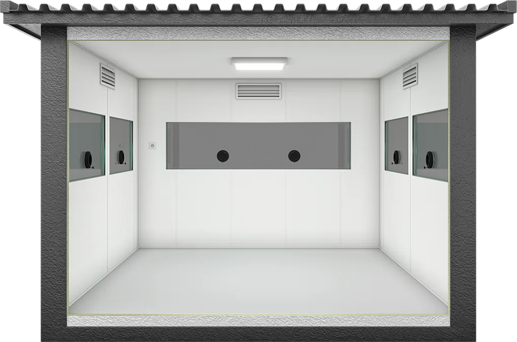 Bulletproof Security Cabin 10ft × 10ft (3.00m × 3.00m), interior view