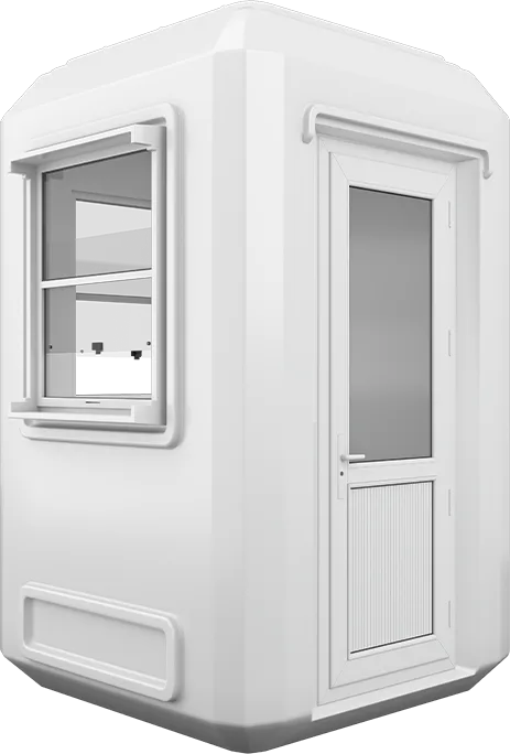 GRP Cabin 5ft × 5ft (1.50m × 1.50m), three-quarter view from the left